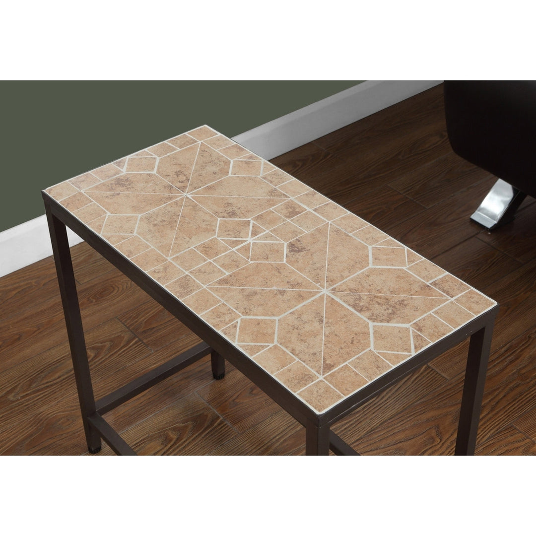 22" Brown Tile End Table Image 3