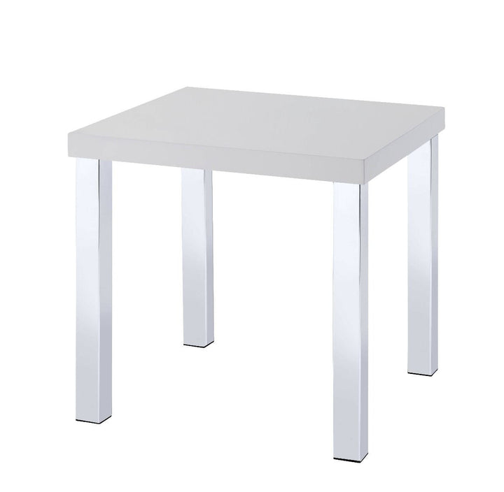 22" Chrome And White High Gloss Square End Table Image 1