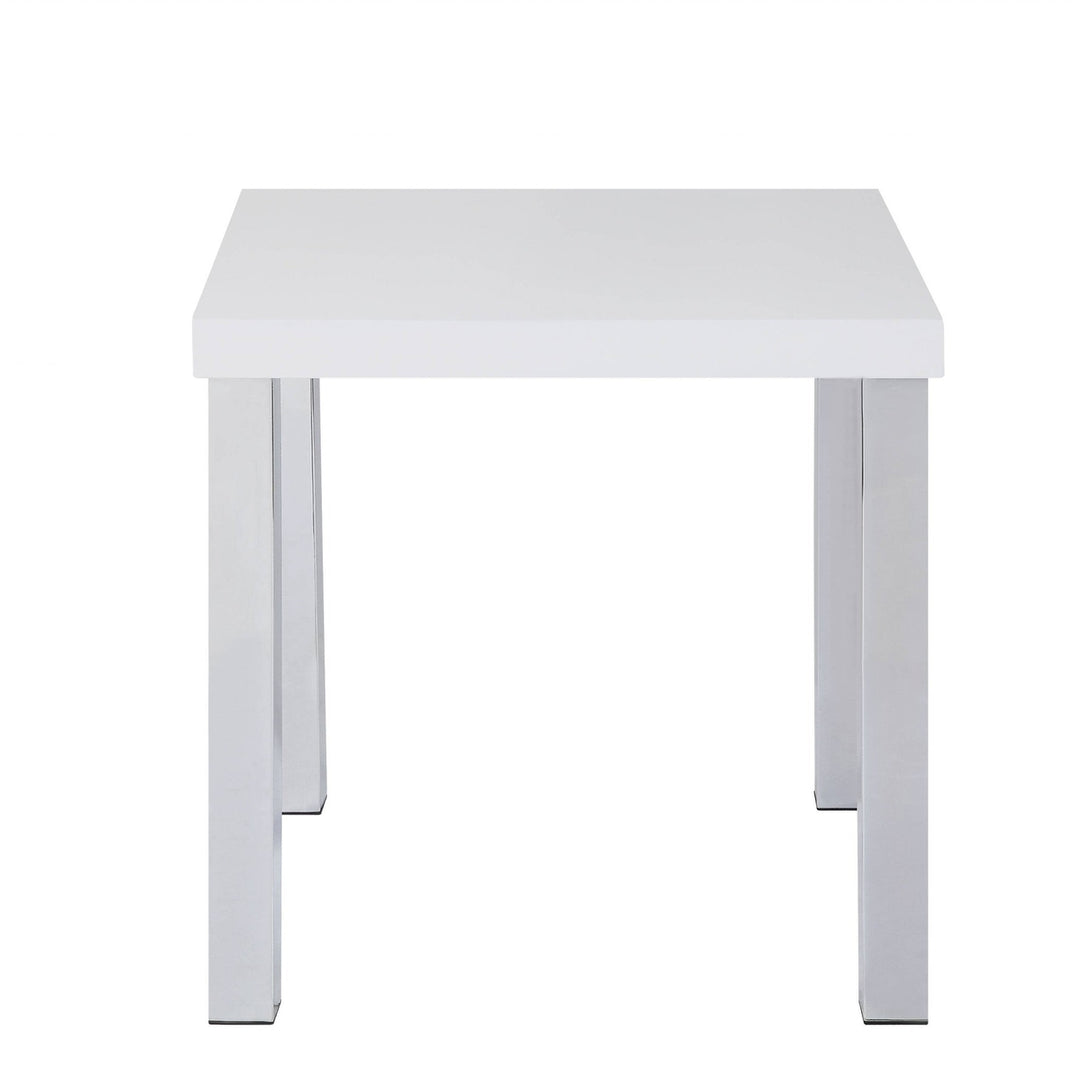 22" Chrome And White High Gloss Square End Table Image 2