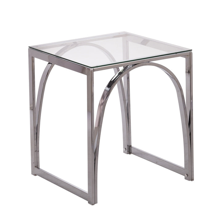 22" Chrome Glass And Iron Square End Table Image 3