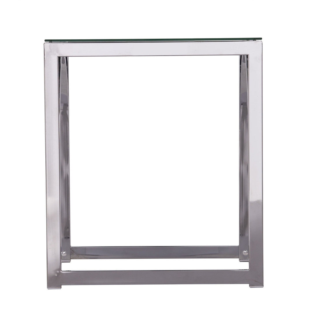 22" Chrome Glass And Iron Square End Table Image 4