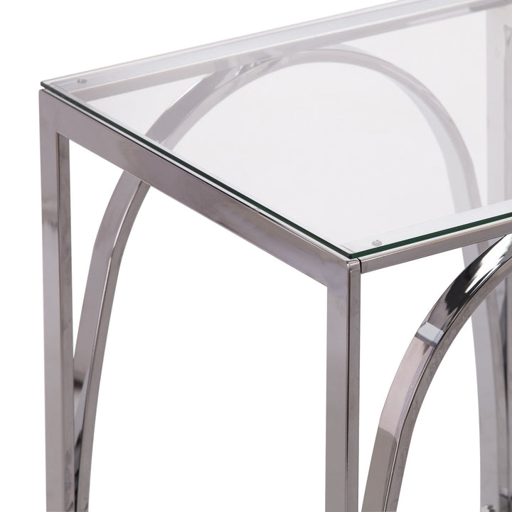 22" Chrome Glass And Iron Square End Table Image 6