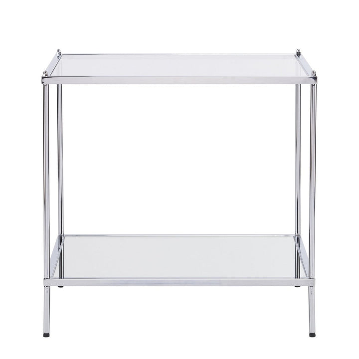 22" Chrome Glass And Iron Square Mirrored End Table Image 4