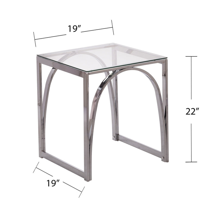 22" Chrome Glass And Iron Square End Table Image 7