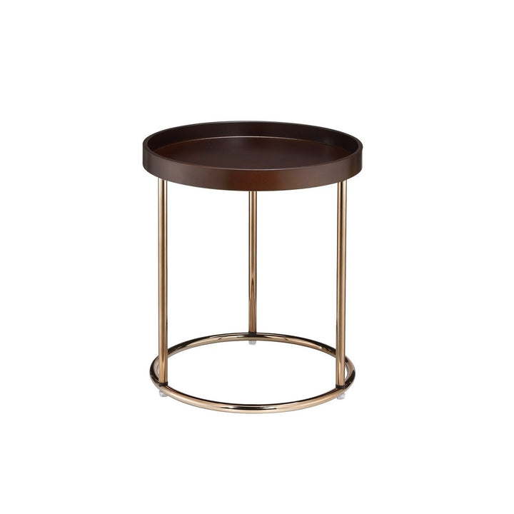 22" Copper And Brown Round End Table Image 1