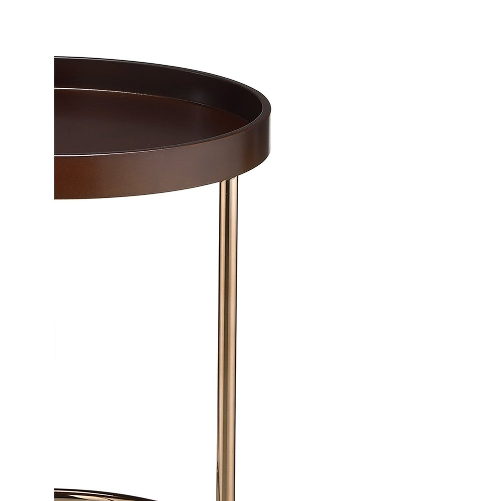 22" Copper And Brown Round End Table Image 2