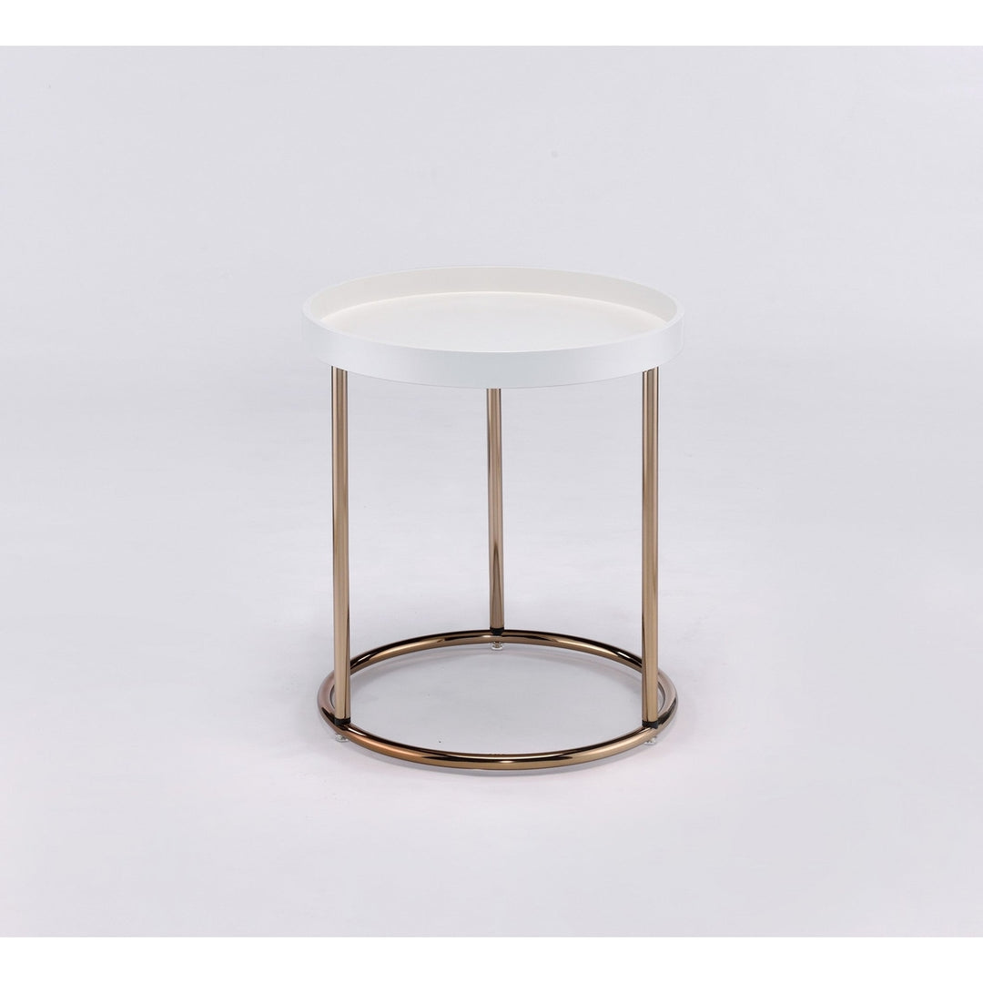 22" Copper And White Round End Table Image 2