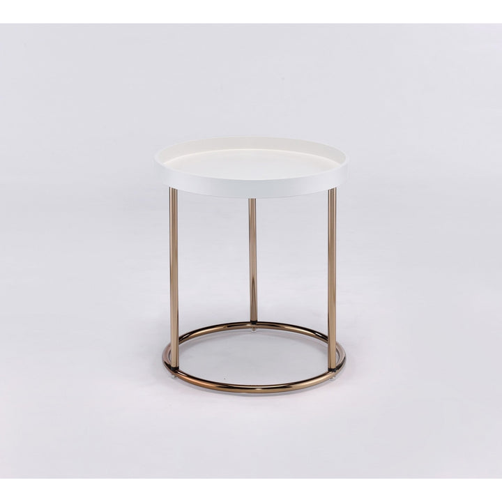 22" Copper And White Round End Table Image 2