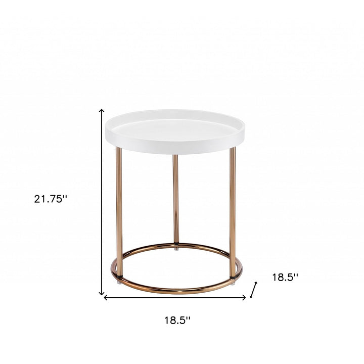 22" Copper And White Round End Table Image 6