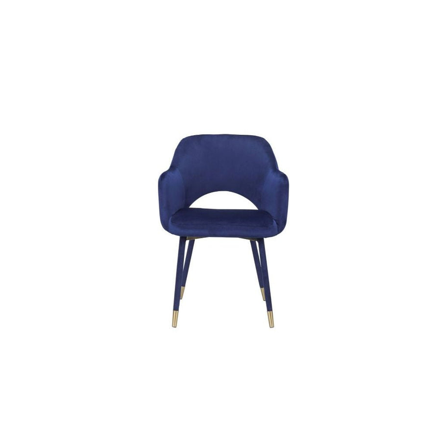 22" Ocean Blue Velvet And Gold Solid Color Parsons Chair Image 1