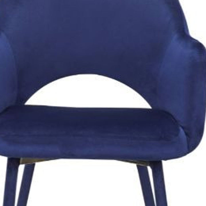 22" Ocean Blue Velvet And Gold Solid Color Parsons Chair Image 3