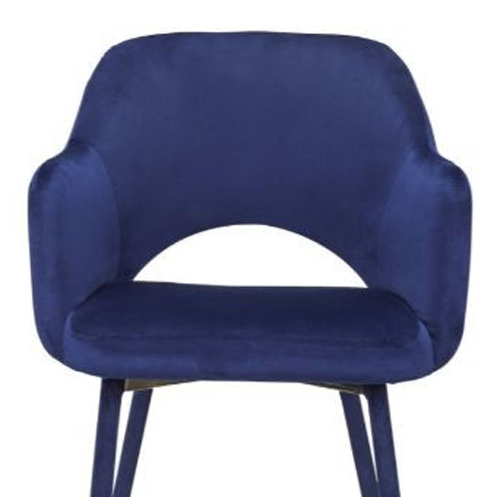 22" Ocean Blue Velvet And Gold Solid Color Parsons Chair Image 4