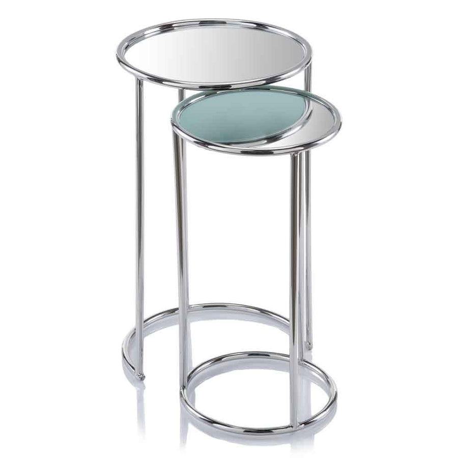 22" Silver Aluminum Round Mirrored End Table Image 1