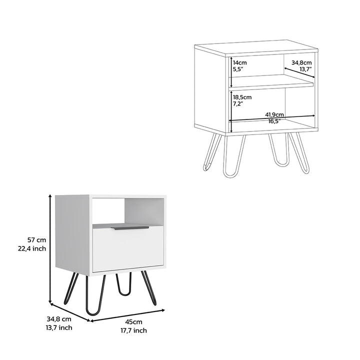 22" White Faux Wood Nightstand With Storage Image 6