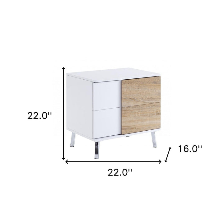 22" White High Gloss Manufactured Wood Rectangular End Table With Two Drawers Image 4