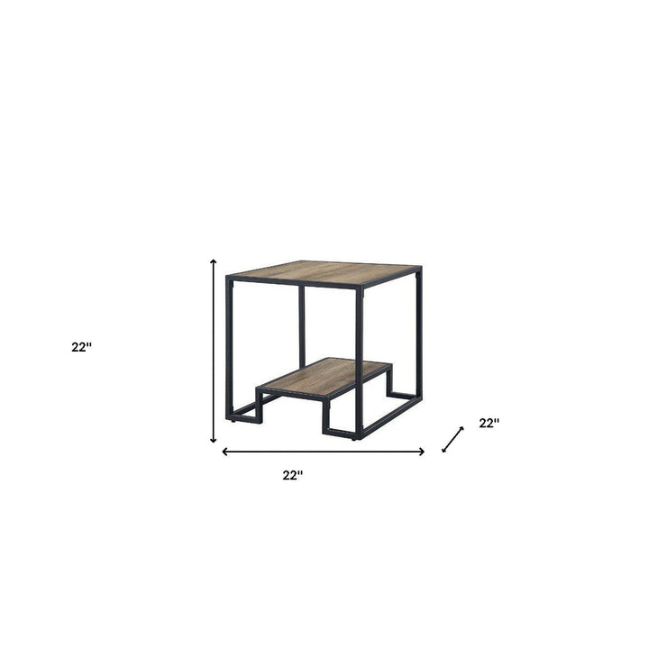 22" White Manufactured Wood Square End Table With Shelf Image 2