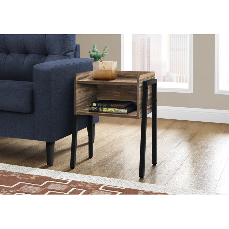 23" Black And Brown End Table With Shelf Image 1