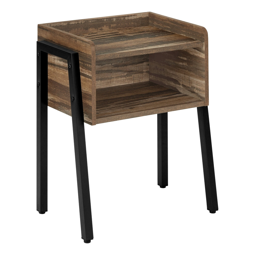 23" Black And Brown End Table With Shelf Image 2