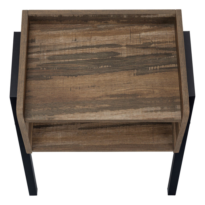 23" Black And Brown End Table With Shelf Image 6