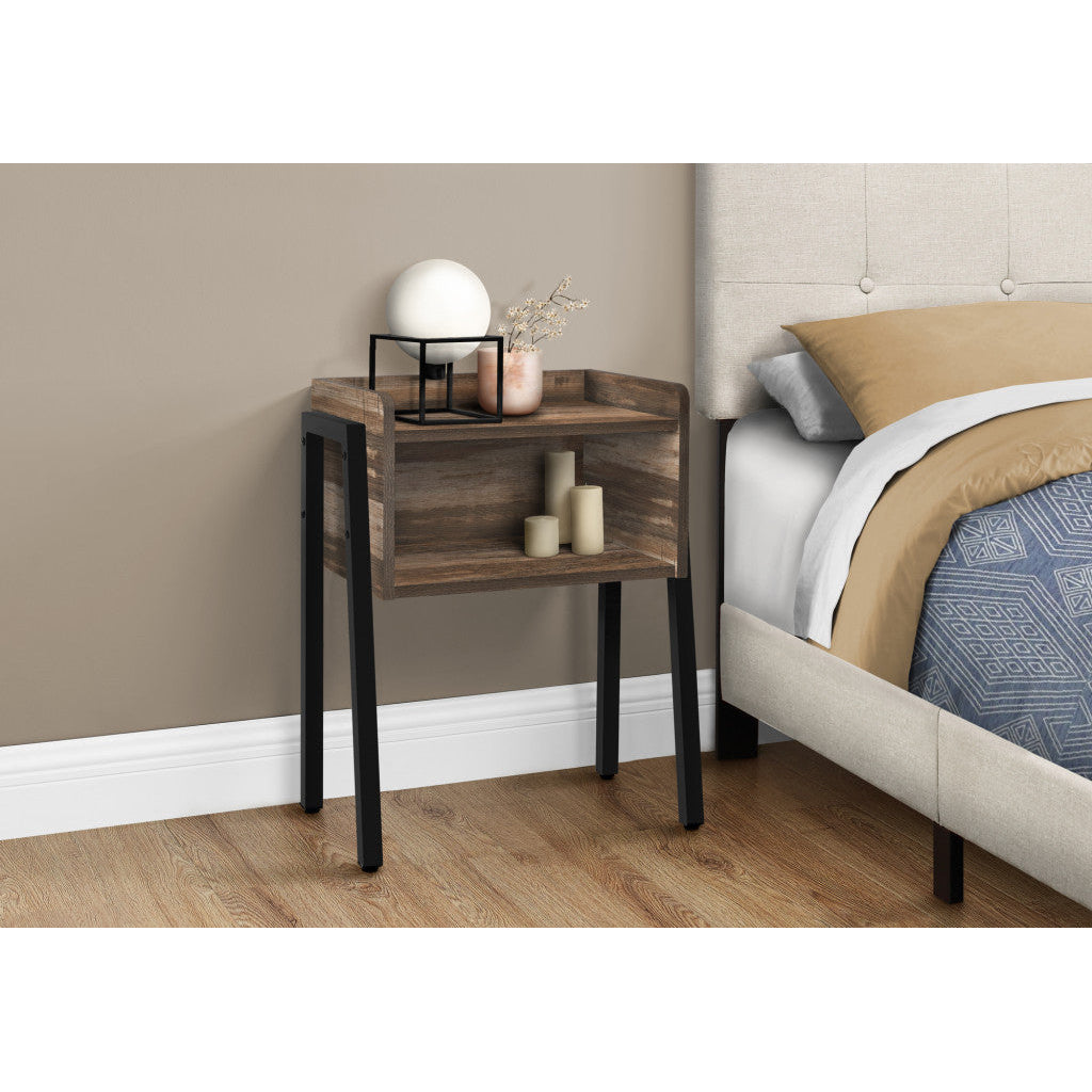 23" Black And Brown End Table With Shelf Image 7