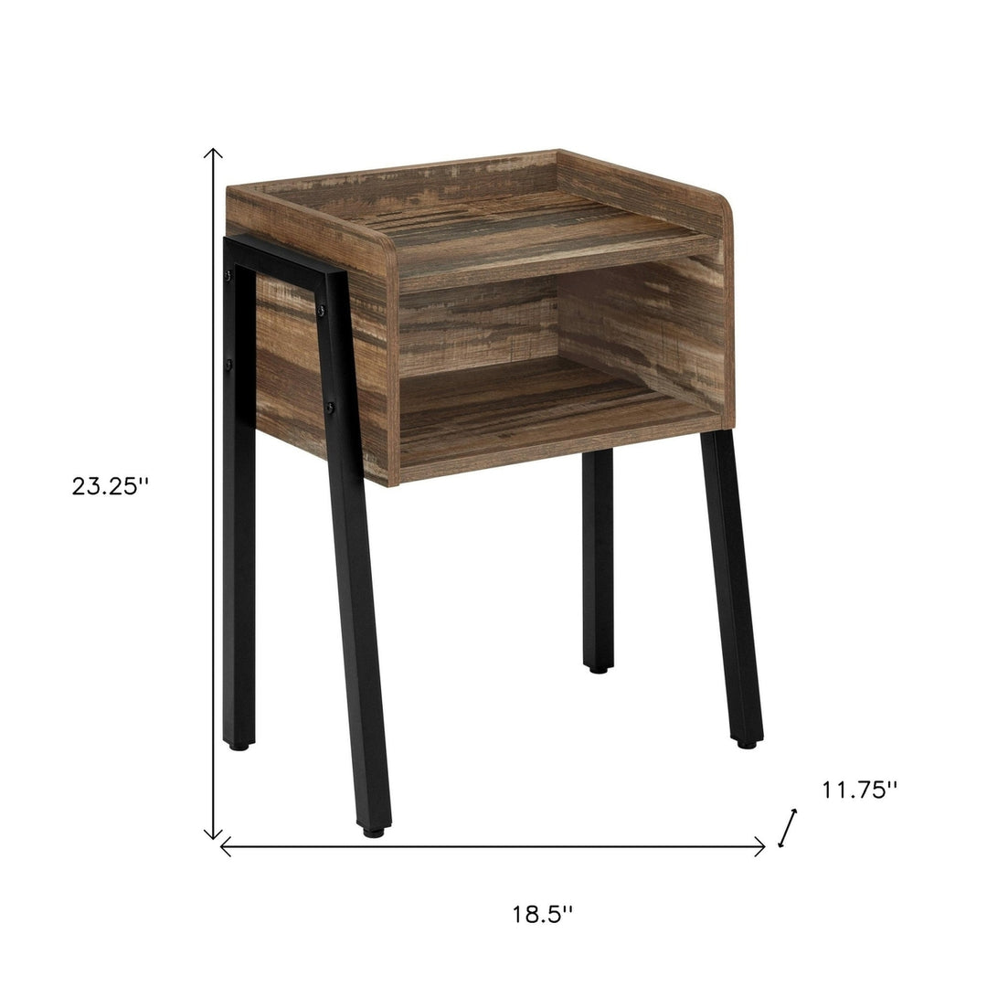 23" Black And Brown End Table With Shelf Image 9