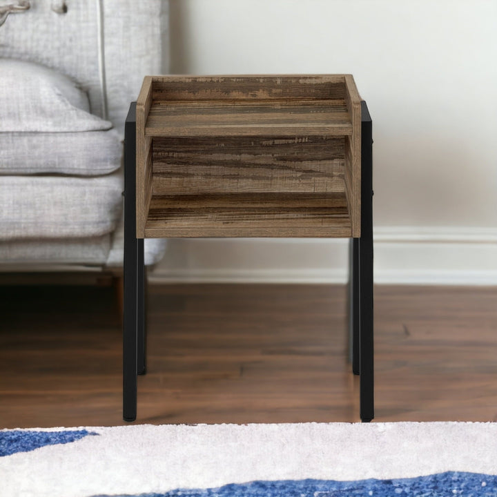 23" Black And Brown End Table With Shelf Image 10