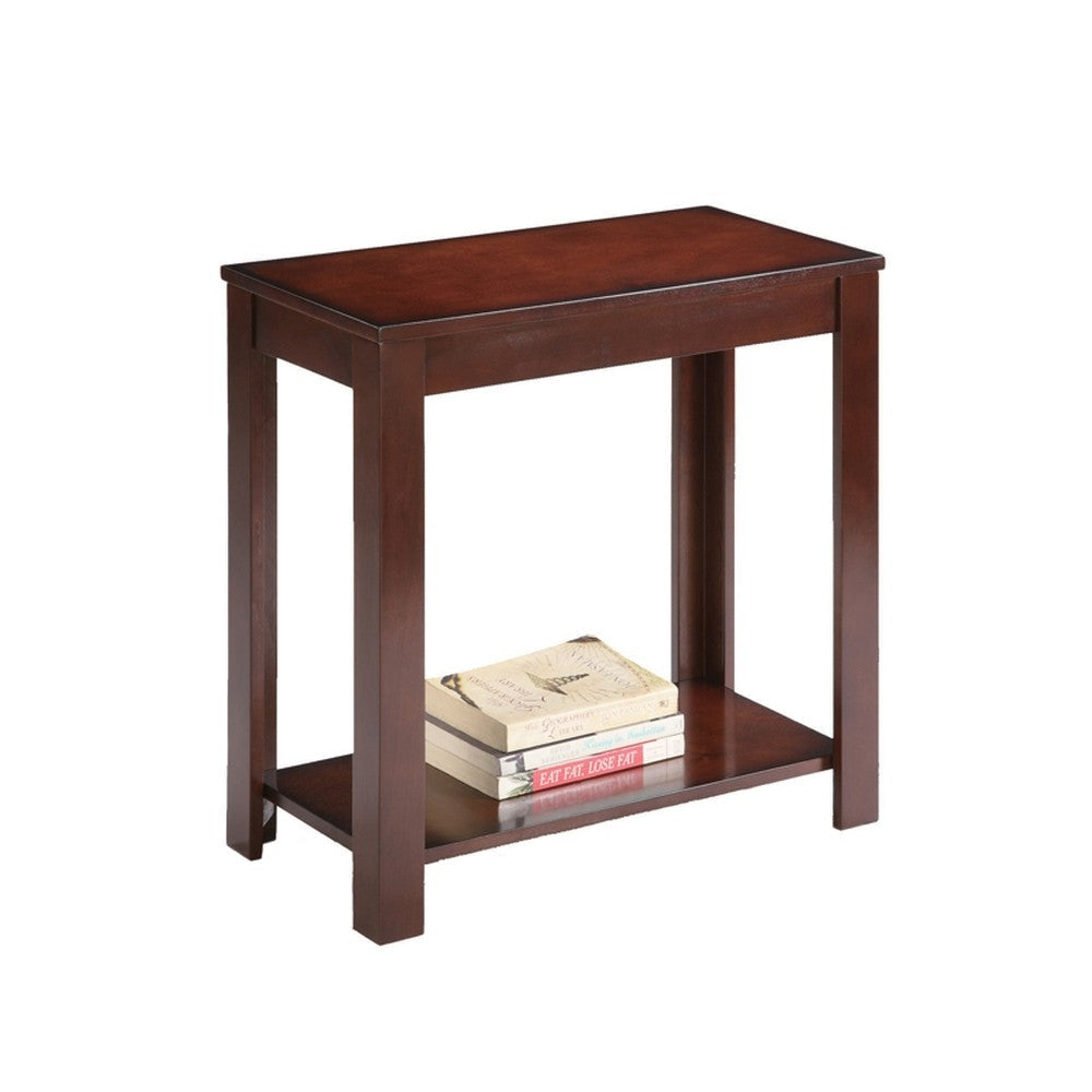 24" Brown End Table With Shelf Image 1