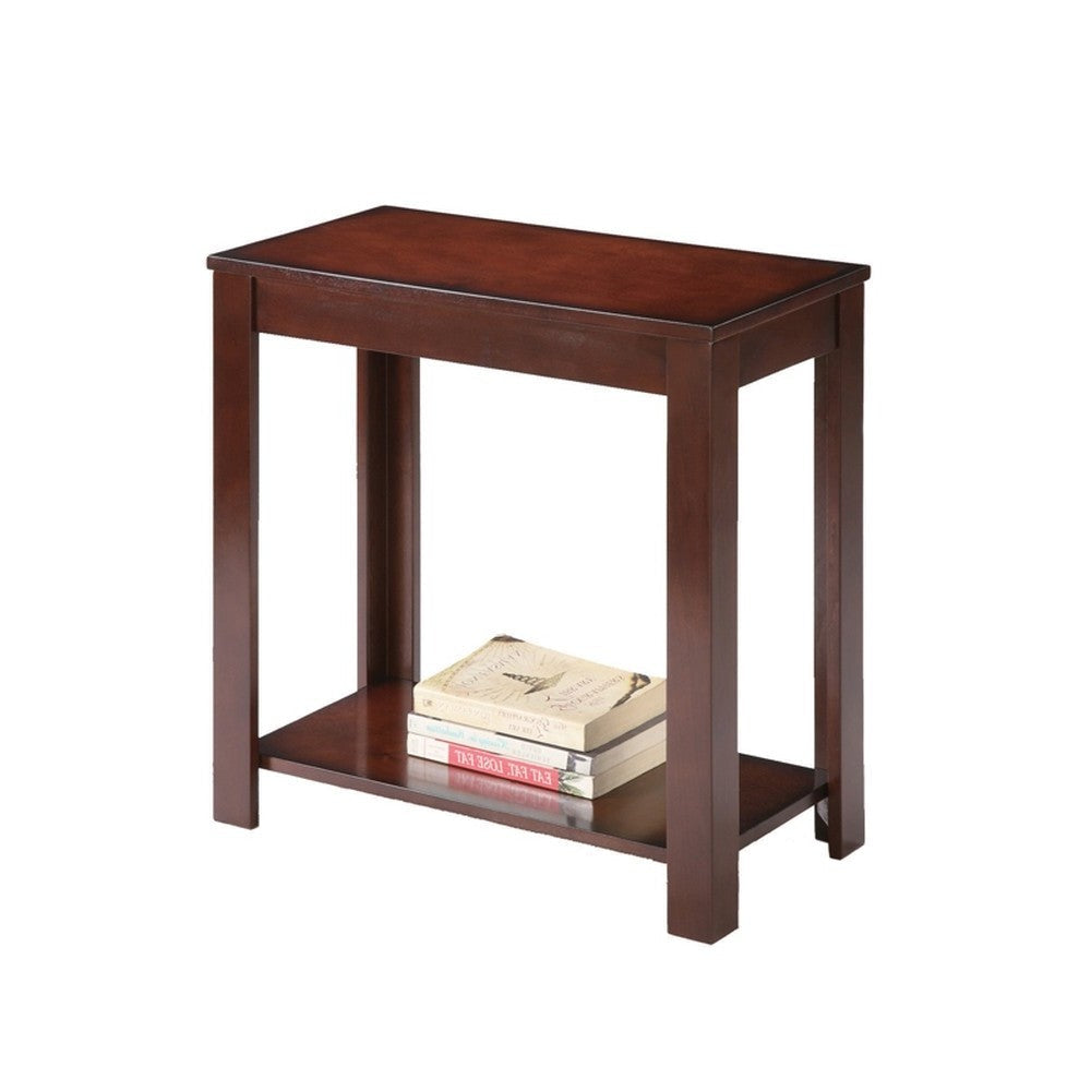 24" Brown End Table With Shelf Image 2