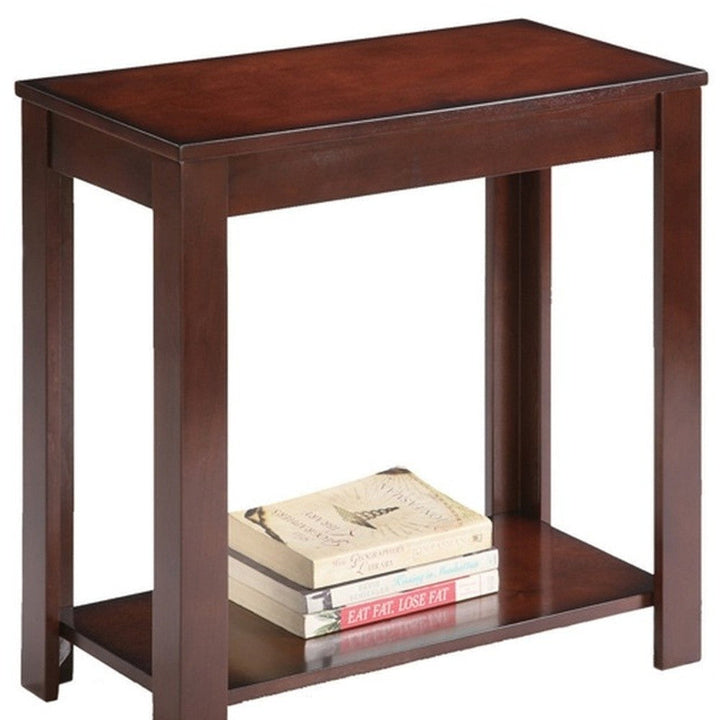 24" Brown End Table With Shelf Image 3