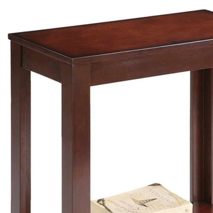 24" Brown End Table With Shelf Image 4