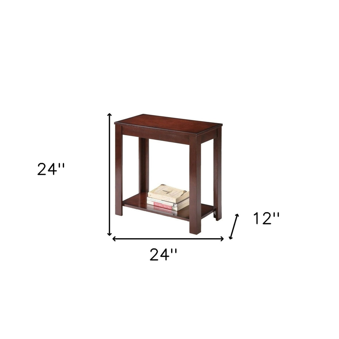 24" Brown End Table With Shelf Image 5