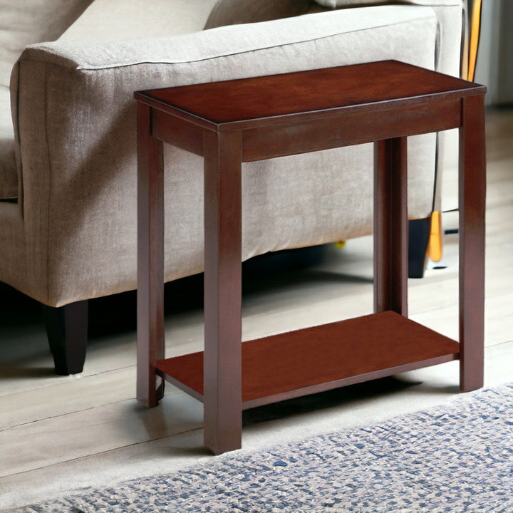 24" Brown End Table With Shelf Image 7