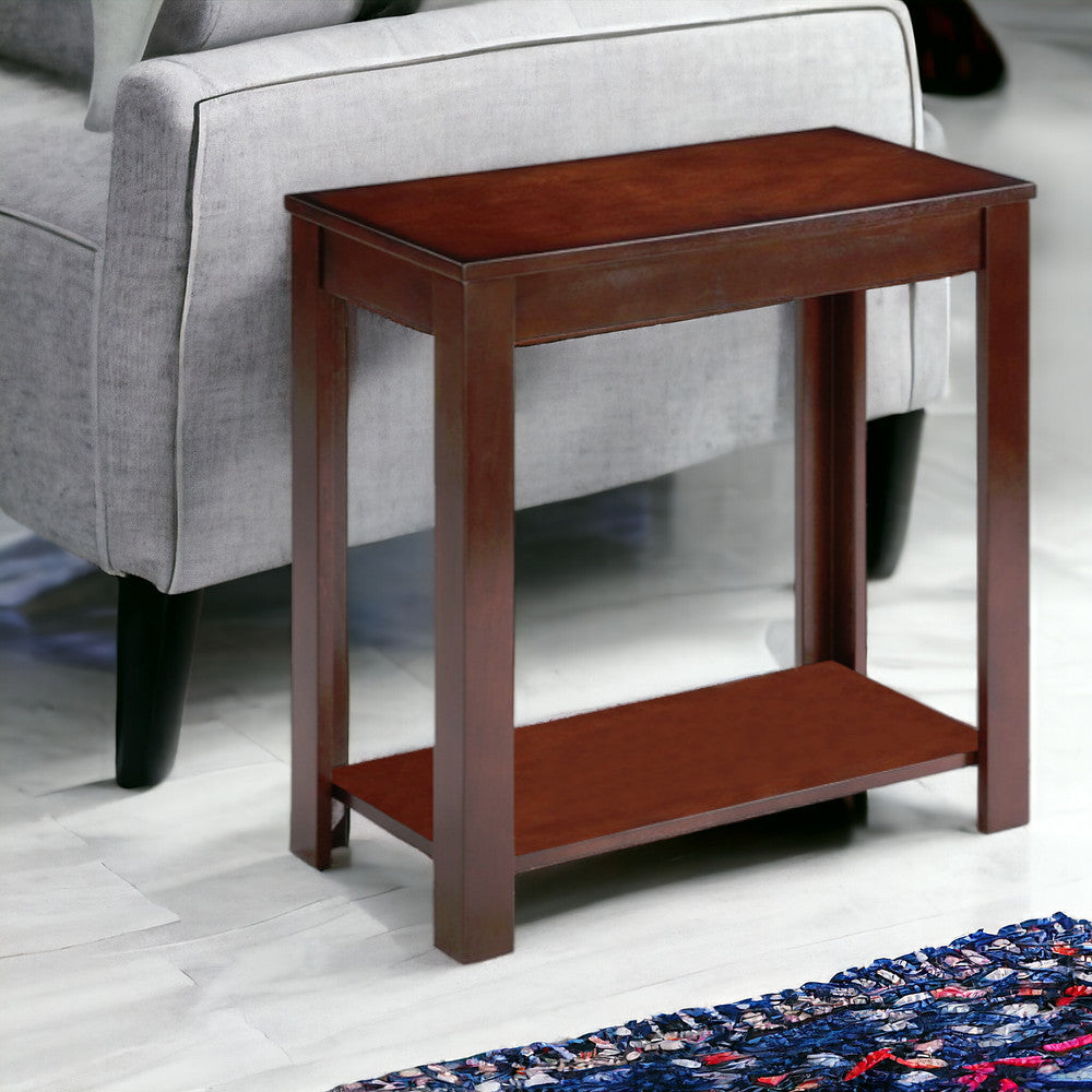 24" Brown End Table With Shelf Image 8