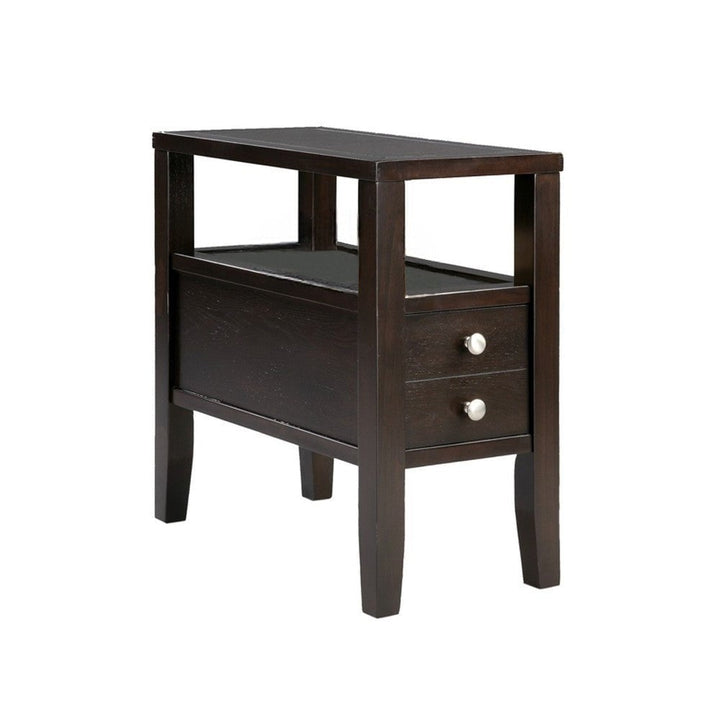 24" Brown End Table With Two Drawers Image 6