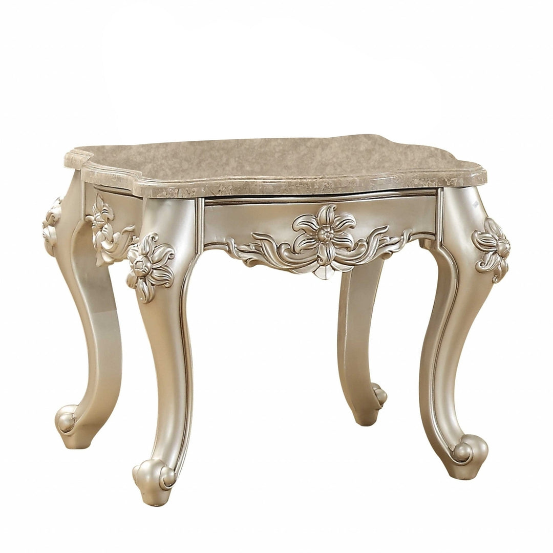 24" Champagne Faux Marble Square End Table Image 3