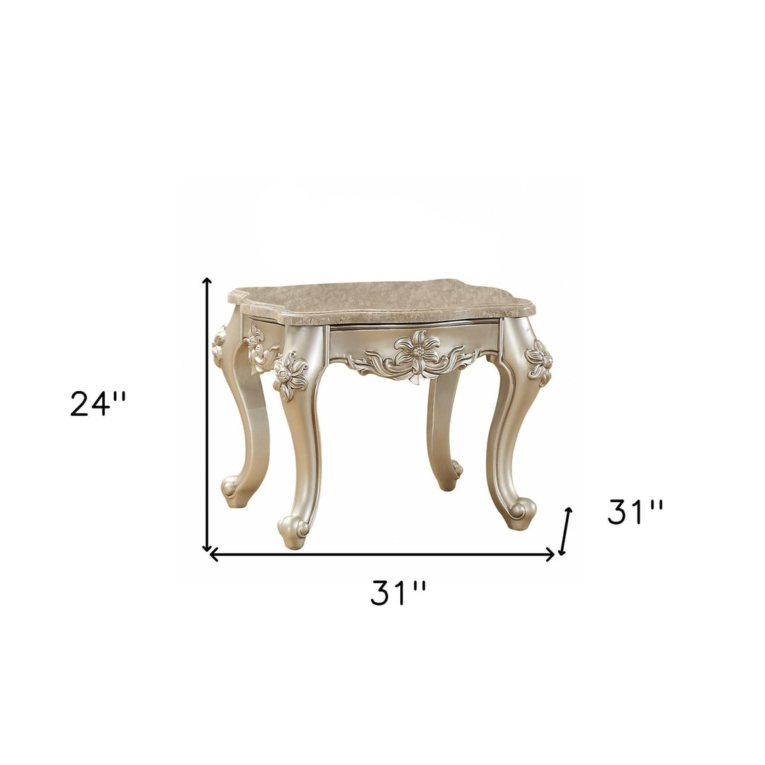 24" Champagne Faux Marble Square End Table Image 4