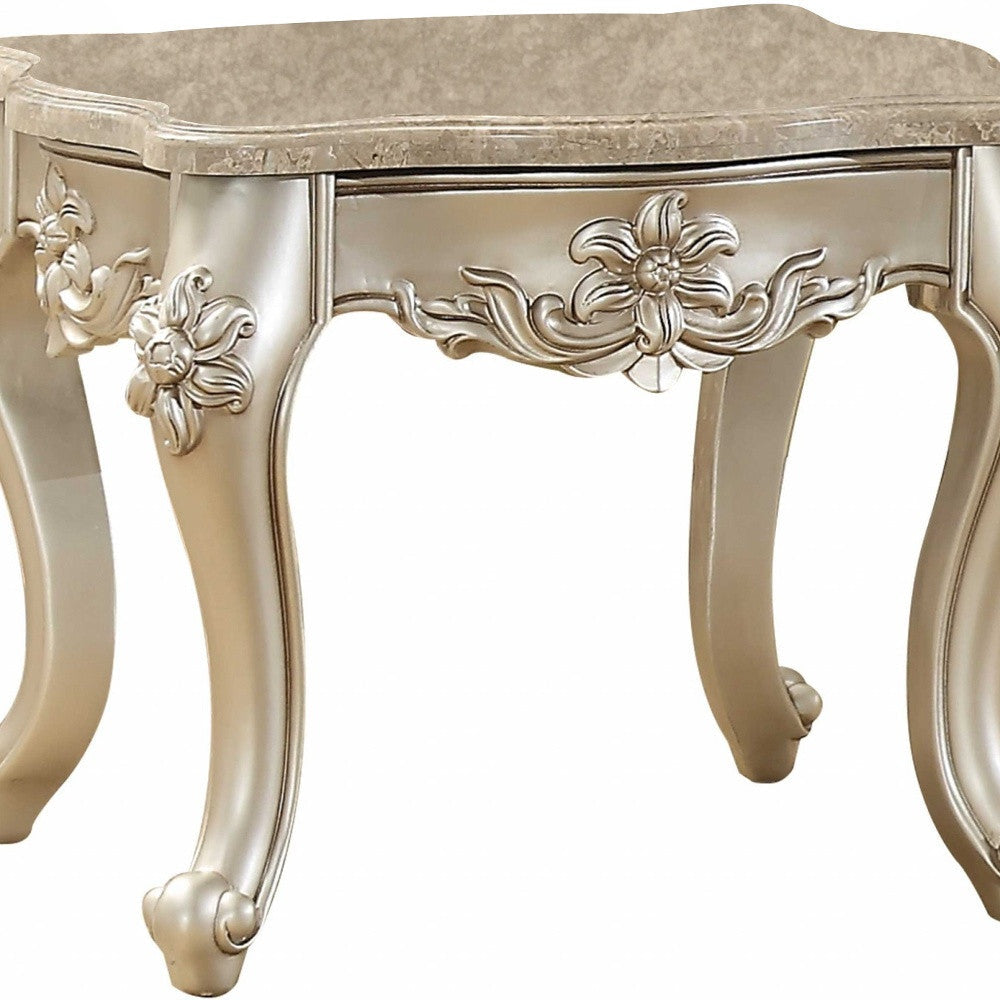 24" Champagne Faux Marble Square End Table Image 6