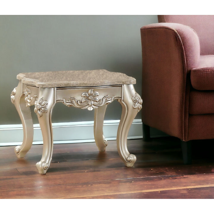 24" Champagne Faux Marble Square End Table Image 7