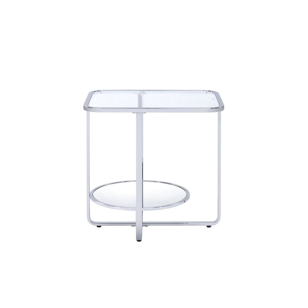 24" Chrome And Clear Glass Rectangular End Table Image 1