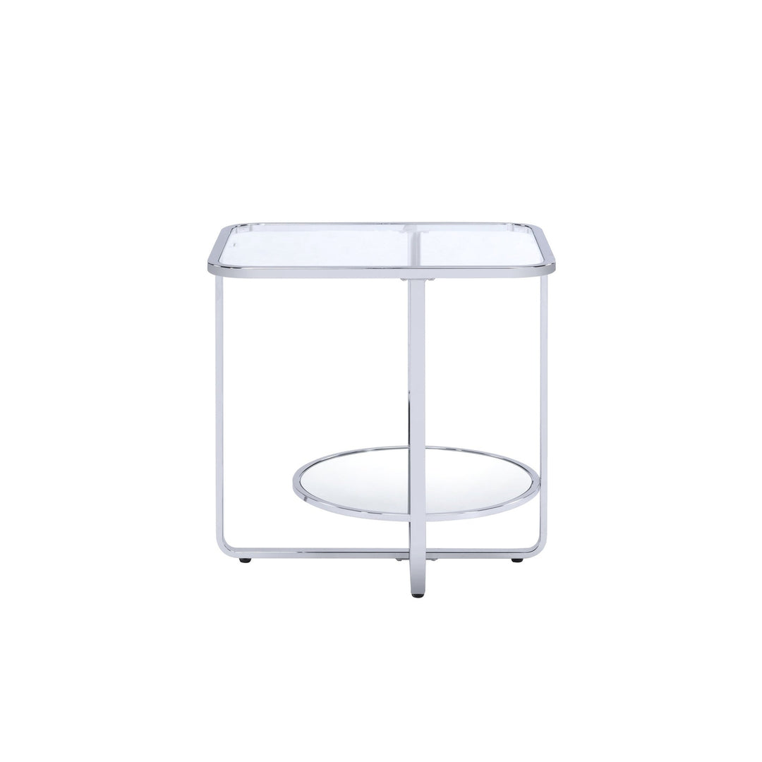 24" Chrome And Clear Glass Rectangular End Table Image 3