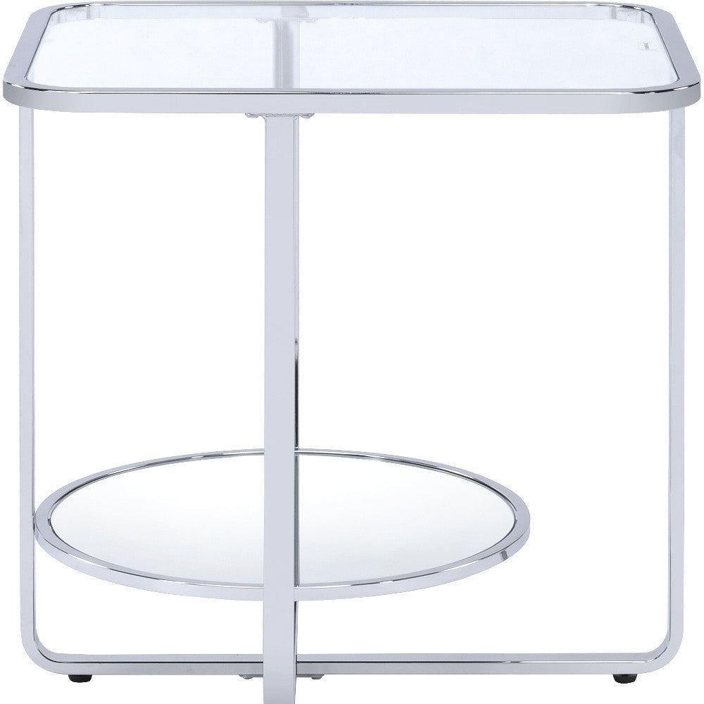 24" Chrome And Clear Glass Rectangular End Table Image 4