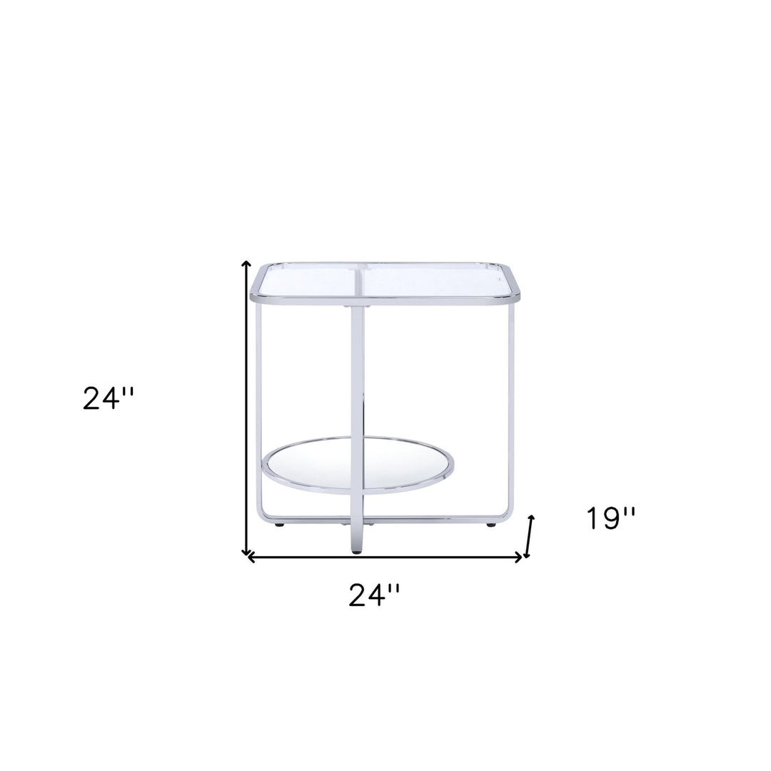 24" Chrome And Clear Glass Rectangular End Table Image 6