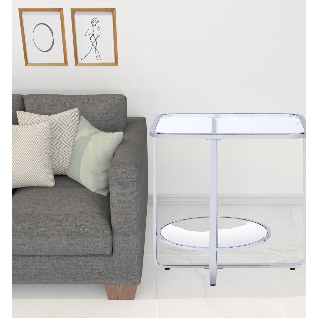 24" Chrome And Clear Glass Rectangular End Table Image 7