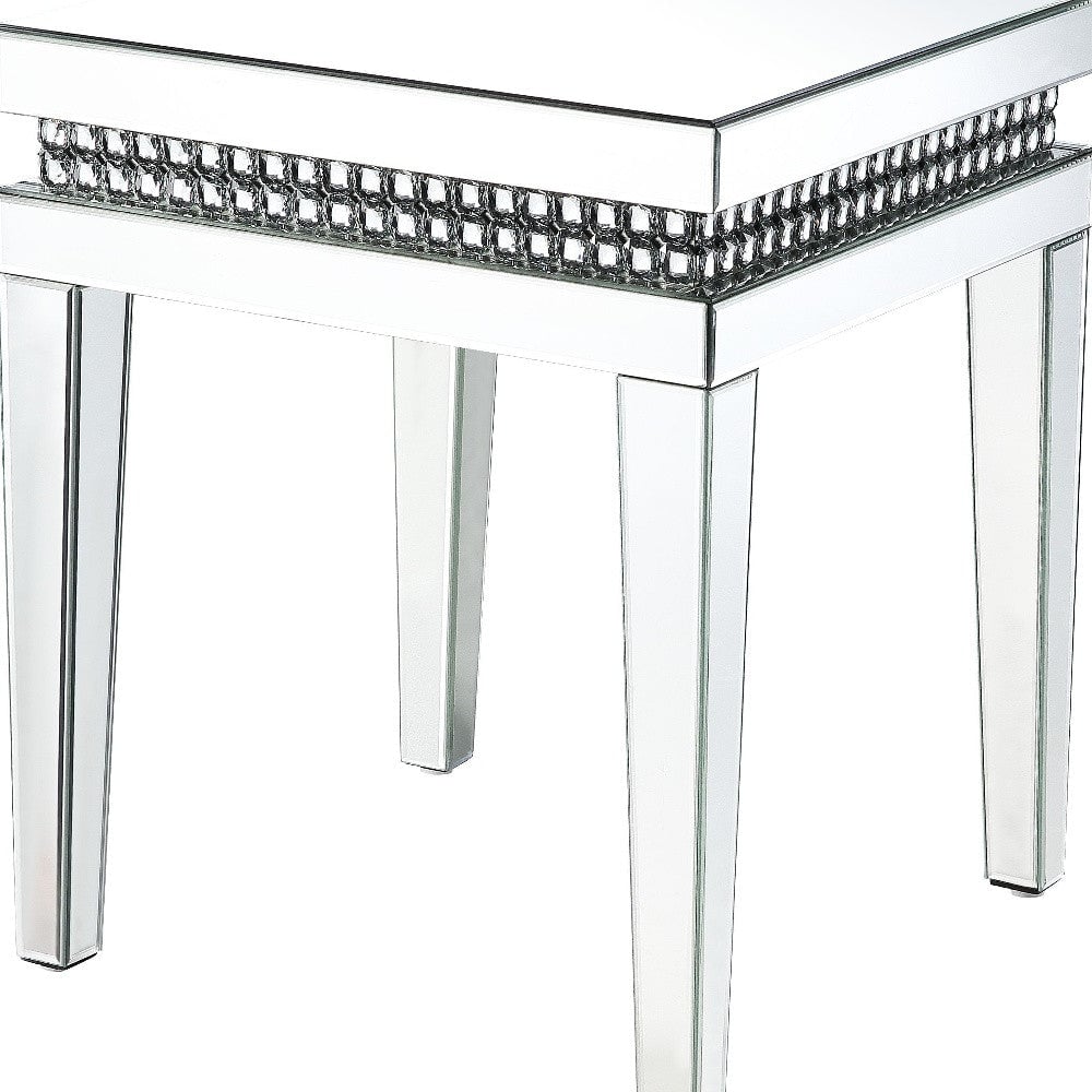 24" Clear And Silver Mirrored Square Mirrored End Table Image 5