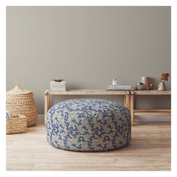 24" Beige Cotton Round Turtle Pouf Cover Image 3