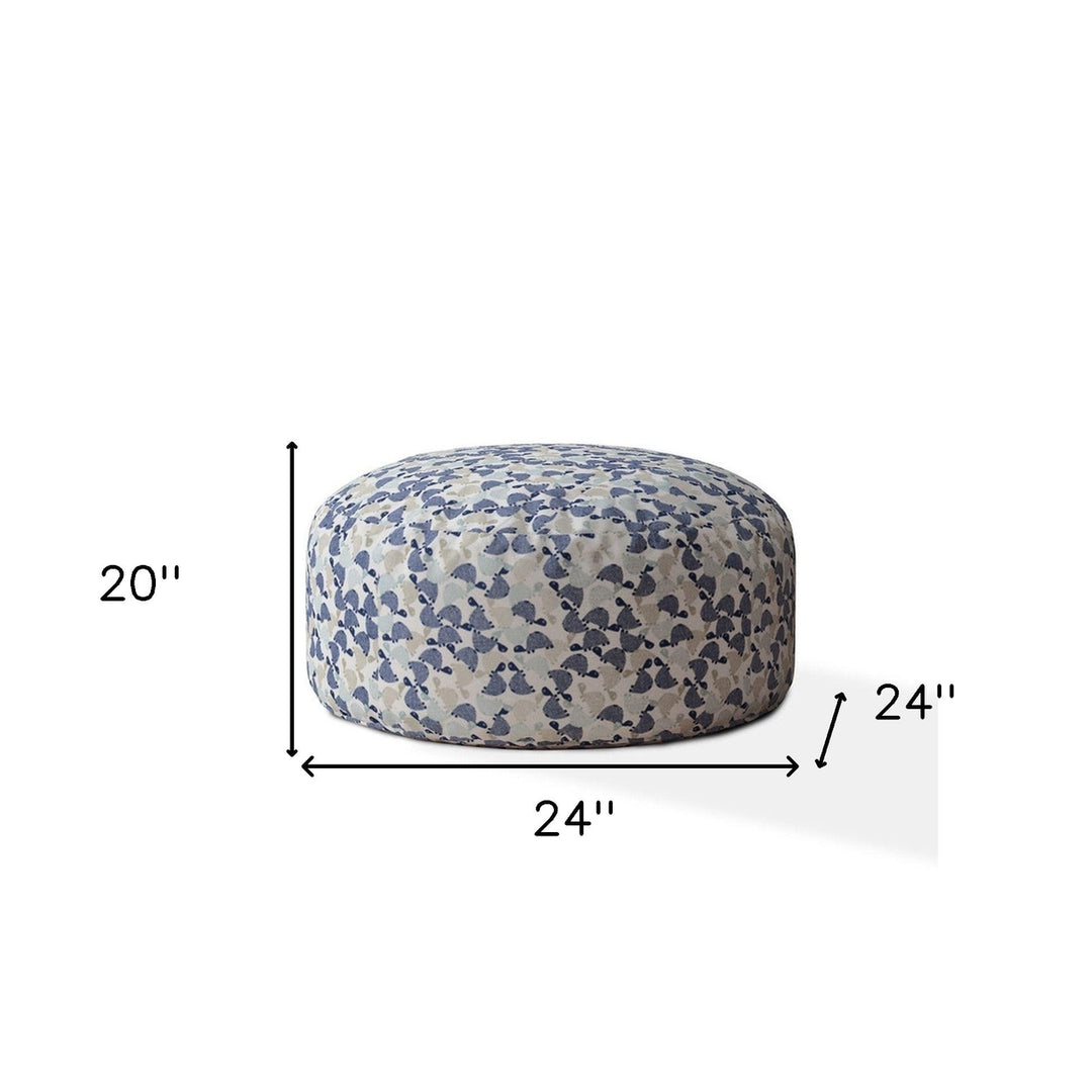 24" Beige Cotton Round Turtle Pouf Cover Image 4