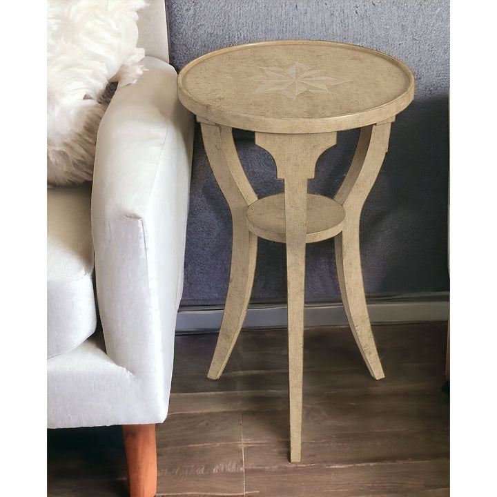 24" Beige Manufactured Wood Round End Table With Shelf Image 6