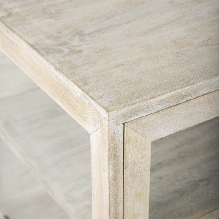 24" Beige Solid Wood Square End Table Image 6