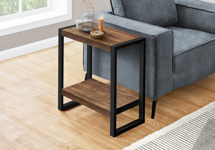 24" Black And Brown End Table With Shelf Image 1