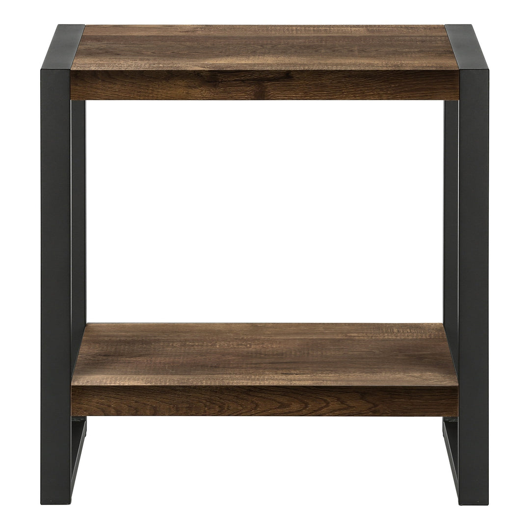 24" Black And Brown End Table With Shelf Image 3